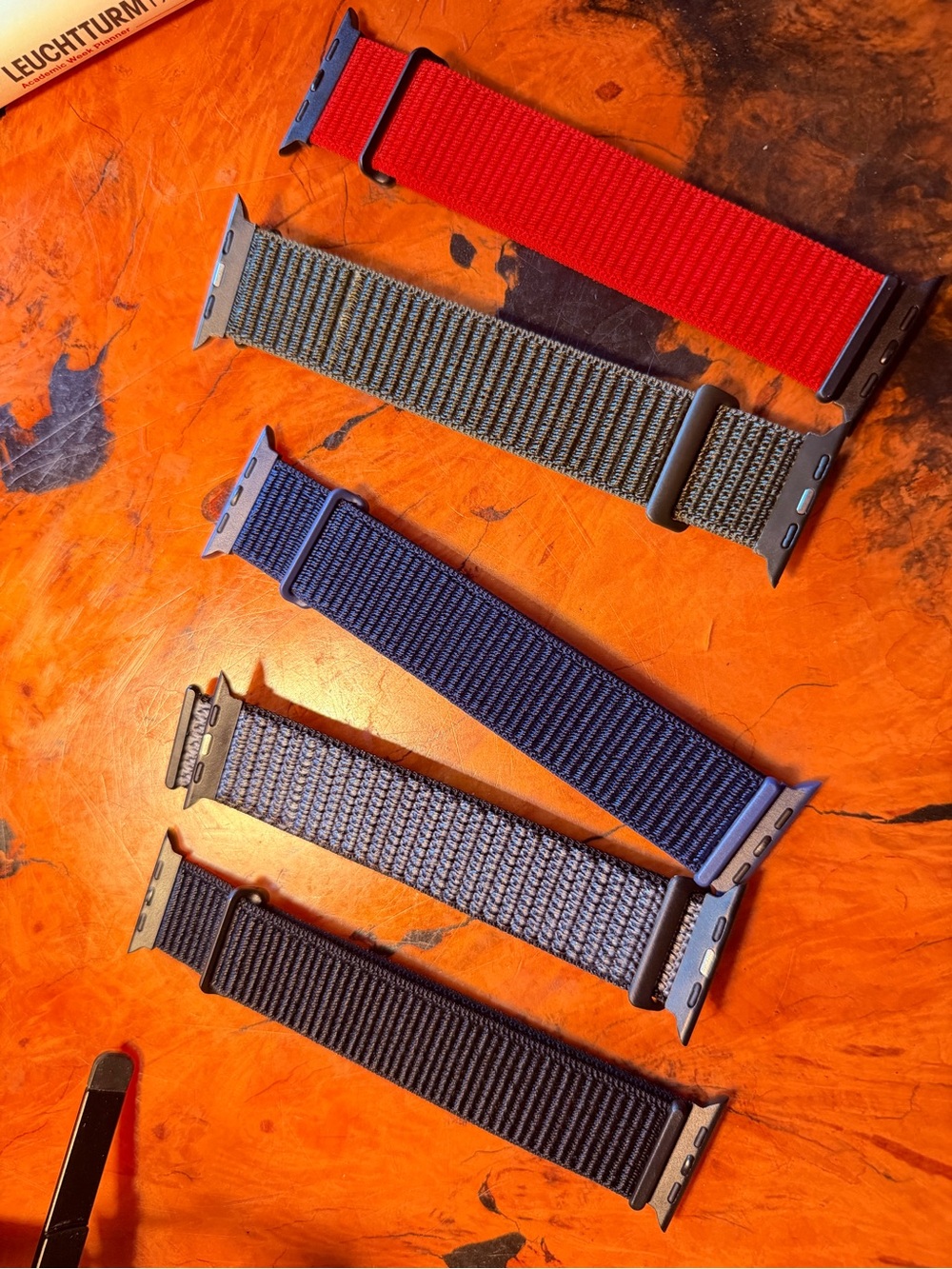 Nylon Loop Apple Watch Bands - 44mm - Black, Grey, Blue & Red